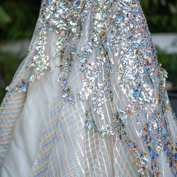 Stunning White and Silver Embellished Wedding Dress - Picture 6 of 12